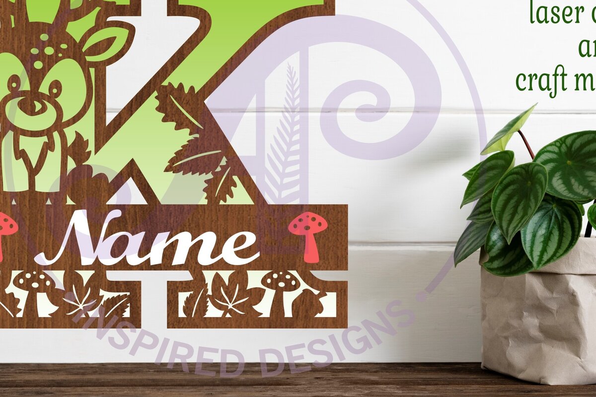 Intra απο ξύλο plywood 3mm-4mm πάχος - Μονόγραμμα με κεφαλαίο ελάφι Επιστολή K  Δίασταση 30x20 cm INTRAFABR-84539665