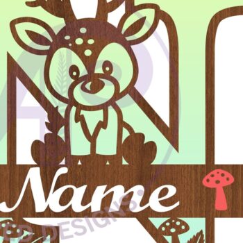 Intra απο ξύλο plywood 3mm-4mm πάχος - Μονόγραμμα με κεφαλαίο ελάφι Επιστολή N  Δίασταση 30x20 cm INTRAFABR-84539778 - Image 2