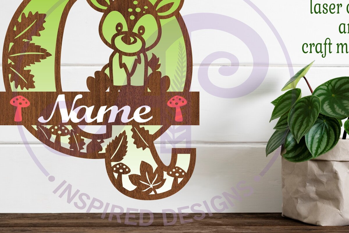 Intra απο ξύλο plywood 3mm-4mm πάχος - Μονόγραμμα με κεφαλαίο ελάφι Γράμμα Q  Δίασταση 30x20 cm INTRAFABR-84539866