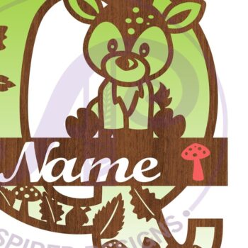 Intra απο ξύλο plywood 3mm-4mm πάχος - Μονόγραμμα με κεφαλαίο ελάφι Γράμμα Q  Δίασταση 30x20 cm INTRAFABR-84539866 - Image 2