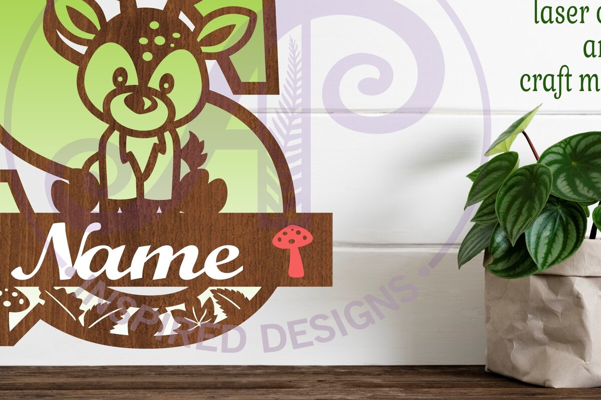 Intra απο ξύλο plywood 3mm-4mm πάχος - Μονόγραμμα με κεφαλαίο ελάφι Επιστολή S  Δίασταση 30x20 cm INTRAFABR-84539913