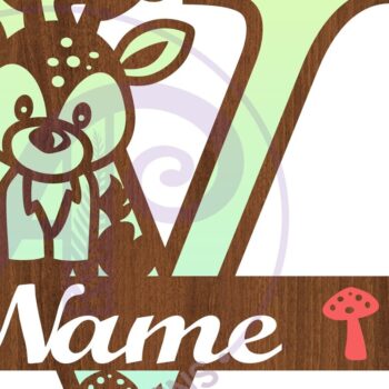 Intra απο ξύλο plywood 3mm-4mm πάχος - Μονόγραμμα με κεφαλαίο ελάφι Επιστολή V  Δίασταση 30x20 cm INTRAFABR-84539986 - Image 2