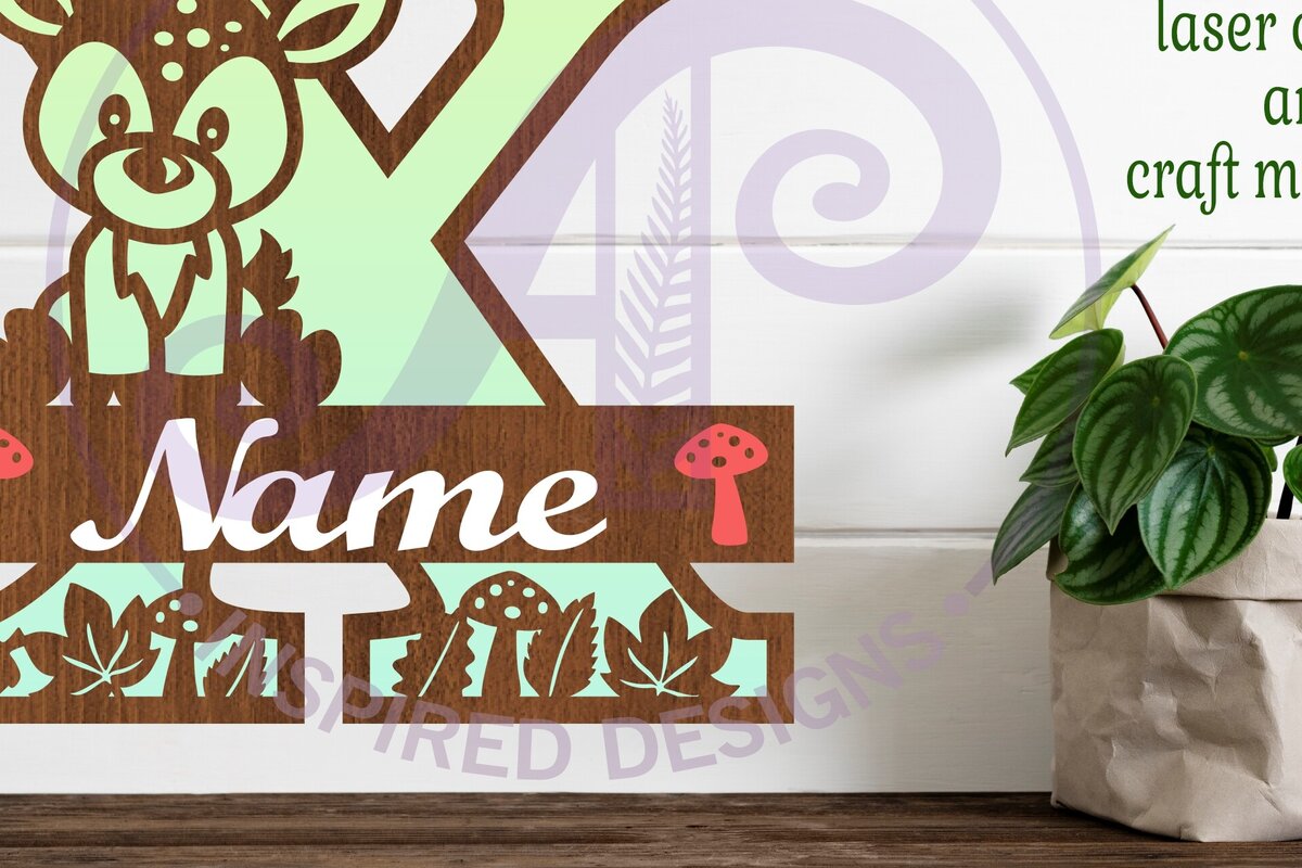 Intra απο ξύλο plywood 3mm-4mm πάχος - Μονόγραμμα με κεφαλαίο ελάφι Επιστολή X  Δίασταση 30x20 cm INTRAFABR-84540039