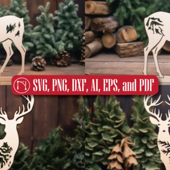 Intra απο ξύλο plywood 3mm-4mm πάχος - Σετ υ  με χριστουγεννιάτικο κομμένο με λέιζερ ελάφια Δίασταση 15x15 cm INTRAFABR-81663368 - Image 3