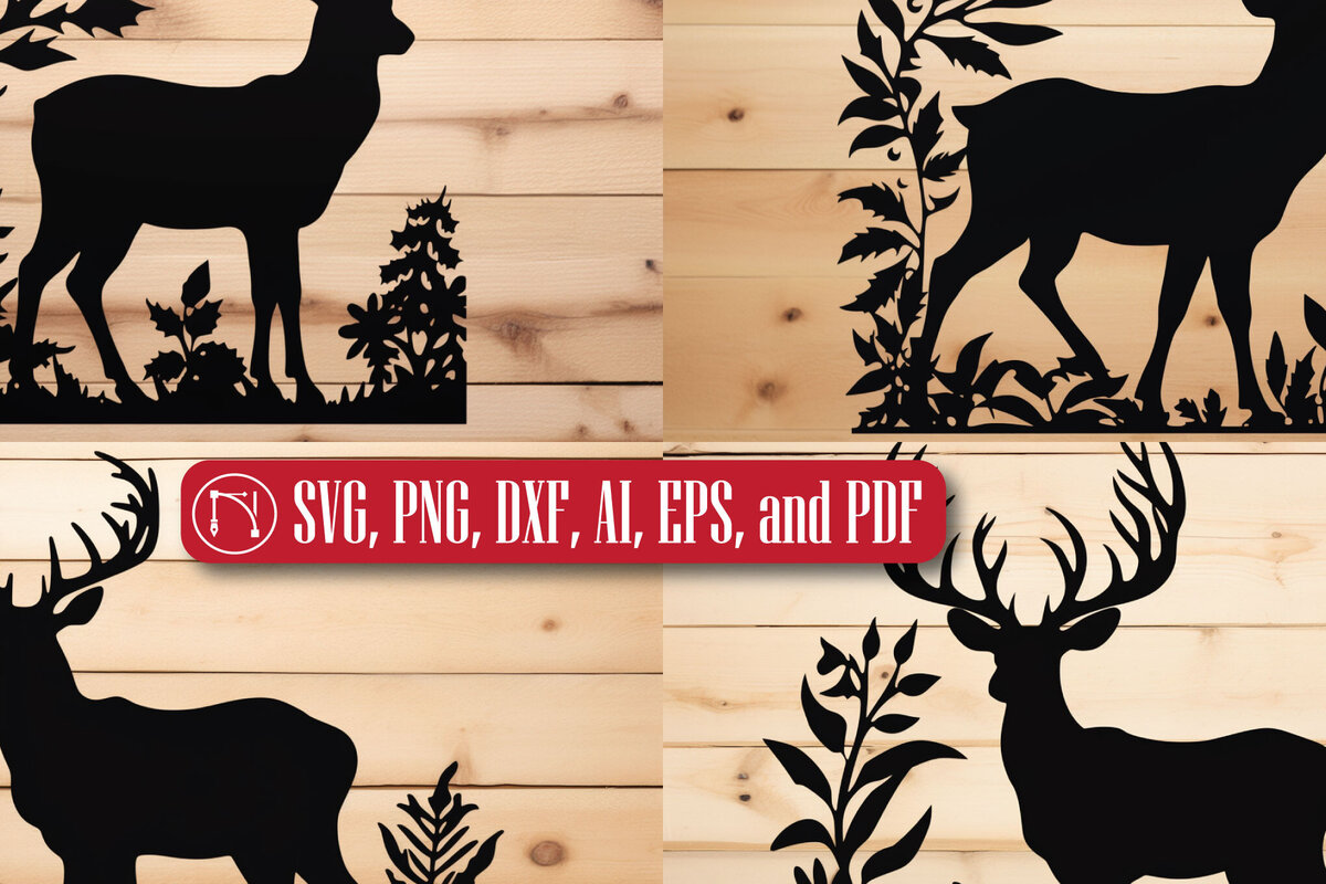 Intra απο ξύλο plywood 3mm-4mm πάχος - Σετ υ  με χριστουγεννιάτικο κομμένο με λέιζερ ελάφια Δίασταση 15x15 cm INTRAFABR-81657544