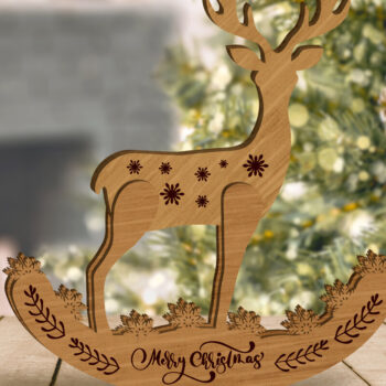 Intra απο ξύλο plywood 3mm-4mm πάχος - Πρότυπο κοπής με λέιζερ Χριστουγέννων ελαφιών, σπίτι Δίασταση 7x8 cm INTRAFABR-79916931 - Image 1