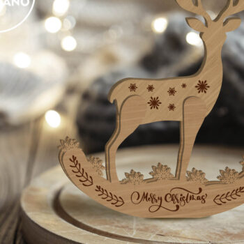 Intra απο ξύλο plywood 3mm-4mm πάχος - Πρότυπο κοπής με λέιζερ Χριστουγέννων ελαφιών, σπίτι Δίασταση 7x8 cm INTRAFABR-79916931 - Image 2