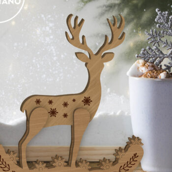 Intra απο ξύλο plywood 3mm-4mm πάχος - Πρότυπο κοπής με λέιζερ Χριστουγέννων ελαφιών, σπίτι Δίασταση 7x8 cm INTRAFABR-79916931 - Image 5