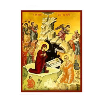 Εικόνα Ορθοδοξίας με περίγραμμα χρυσό σε ξύλο Φλαμουρίας  με  βάση Εικόνα Γέννηση του Χριστού Χειροποίητη Ελληνορθόδοξη , Κρεμαστή πλάκα βυζαντινής τέχνης, χριστιανική τέχνη Διάσταση 10x7 cm (3,9 x 2,8 ίντσες) INTRAEK-670821 - Image 1