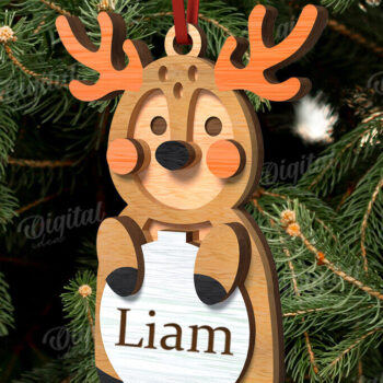 Intra απο ξύλο plywood 3mm-4mm πάχος - Χριστουγεννιάτικο στολίδι ελάφι με λέιζερ Δίασταση 6x6 cm INTRAFABR-111209966 - Image 1