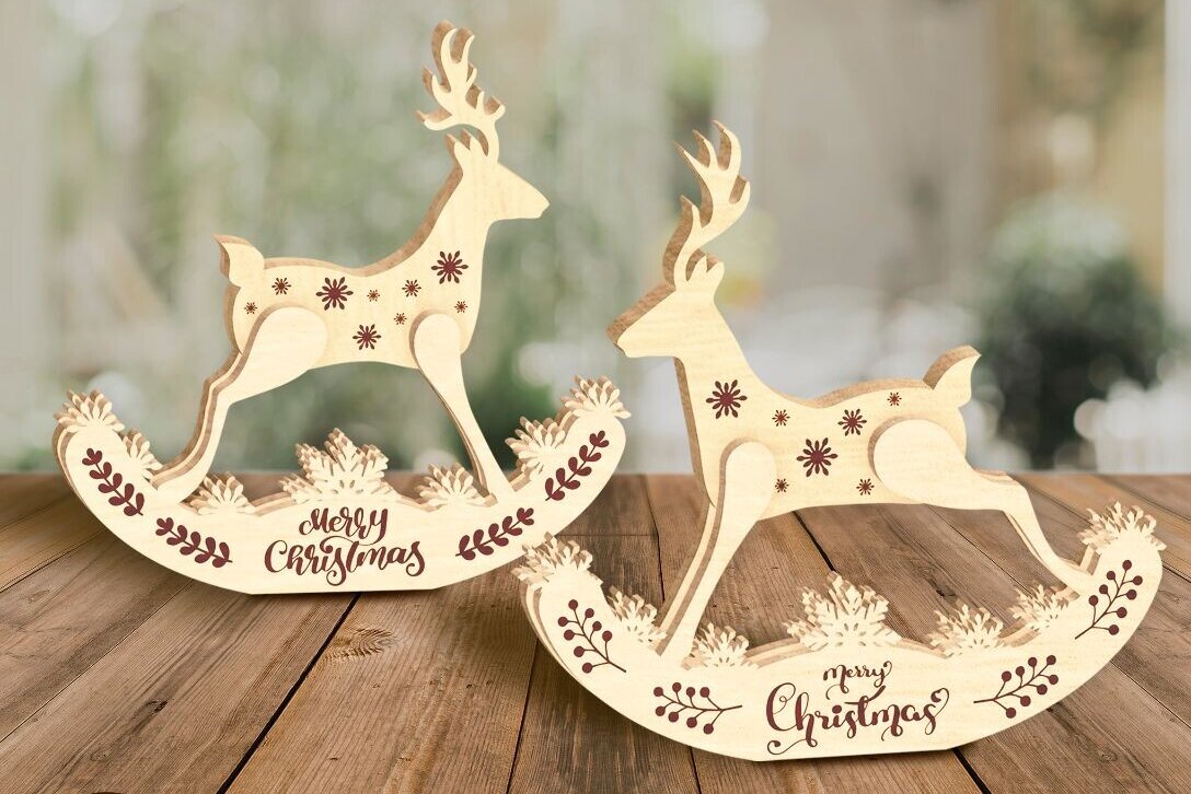 Intra απο ξύλο plywood 3mm-4mm πάχος - Χριστουγεννιάτικο Σετ Ελαφιού Πολυστρωματικό κομμένο  Δίασταση 7x8 cm INTRAFABR-80467371