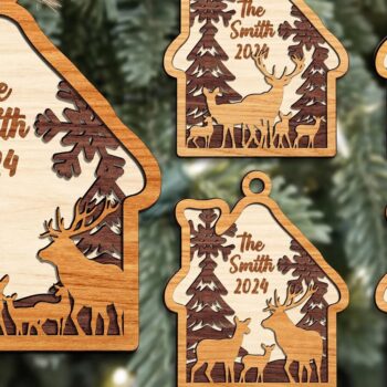 Intra απο ξύλο plywood 3mm-4mm πάχος - Στολίδι με στρώσεις από μέλη της οικογένειας ελαφιών Δίασταση 6x6 cm INTRAFABR-111372773 - Image 1