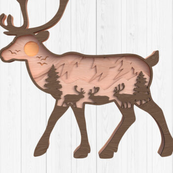 Intra απο ξύλο plywood 3mm-4mm πάχος - Τοπίο ελαφιού με στρώσεις λέιζερ Δίασταση 30x20 cm INTRAFABR-113182941 - Image 1