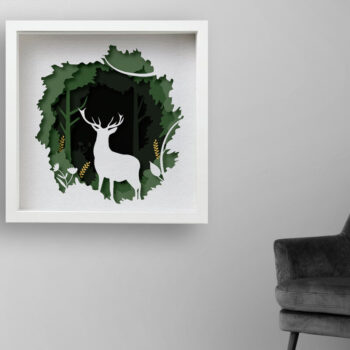 Intra απο ξύλο plywood 3mm-4mm πάχος - Deer Forest Shadow Box , 3D Mandala Δίασταση 25x25 cm INTRAFABR-57872049 - Image 2