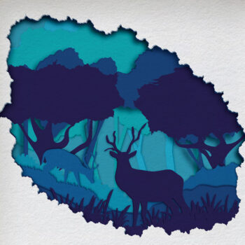 Intra απο ξύλο plywood 3mm-4mm πάχος - Deer Forest Shadow Box , 3D Papercut Δίασταση 10x10 cm INTRAFABR-58542134 - Image 1