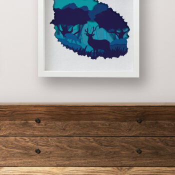 Intra απο ξύλο plywood 3mm-4mm πάχος - Deer Forest Shadow Box , 3D Papercut Δίασταση 10x10 cm INTRAFABR-58542134 - Image 2