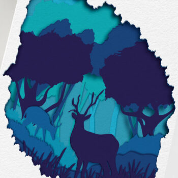 Intra απο ξύλο plywood 3mm-4mm πάχος - Deer Forest Shadow Box , 3D Papercut Δίασταση 10x10 cm INTRAFABR-58542134 - Image 3