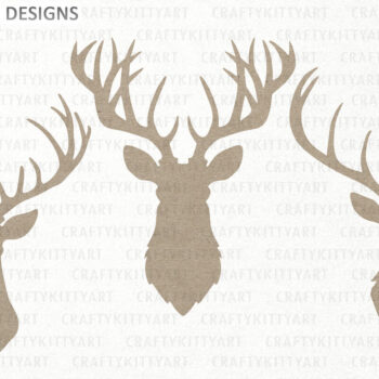 Intra απο ξύλο plywood 3mm-4mm πάχος - Deer Head  Bundle Reindeer Silhouette Δίασταση 30x20 cm INTRAFABR-111006797 - Image 1