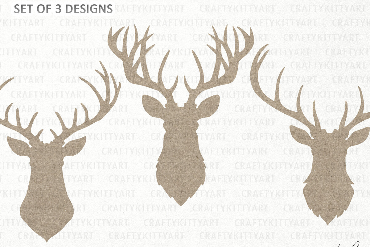 Intra απο ξύλο plywood 3mm-4mm πάχος - Deer Head  Bundle Reindeer Silhouette Δίασταση 30x20 cm INTRAFABR-111006797