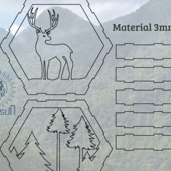 Intra απο ξύλο plywood 3mm-4mm πάχος - Deer Hexagon Cut Decor Home  1 Δίασταση 20x20 cm INTRAFABR-112343210 - Image 2