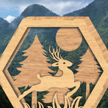 Intra απο ξύλο plywood 3mm-4mm πάχος - Deer Hexagon Cut Decor Home  2 Δίασταση 20x20 cm INTRAFABR-112343248 - Image 1