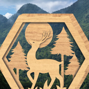 Intra απο ξύλο plywood 3mm-4mm πάχος - Deer Hexagon Cut Decor Home Decor  3 Δίασταση 20x20 cm INTRAFABR-112343294 - Image 1