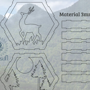 Intra απο ξύλο plywood 3mm-4mm πάχος - Deer Hexagon Cut Decor Home Decor  3 Δίασταση 20x20 cm INTRAFABR-112343294 - Image 2