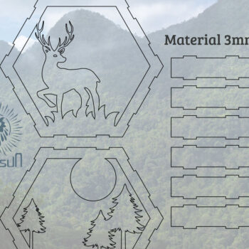 Intra απο ξύλο plywood 3mm-4mm πάχος - Deer Hexagon Cut Decor Home Decor  4 Δίασταση 20x20 cm INTRAFABR-112343347 - Image 2