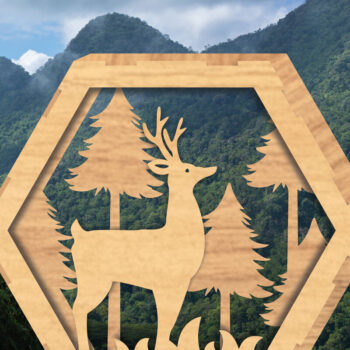 Intra απο ξύλο plywood 3mm-4mm πάχος - Deer Hexagon Cut Decor Home Decor  5 Δίασταση 20x20 cm INTRAFABR-112343385 - Image 1