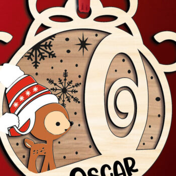 Intra απο ξύλο plywood 3mm-4mm πάχος - Ελάφια γιορτινή επιστολή O Χριστουγεννιάτικο στολίδι Δίασταση 6x6 cm INTRAFABR-109760467 - Image 1