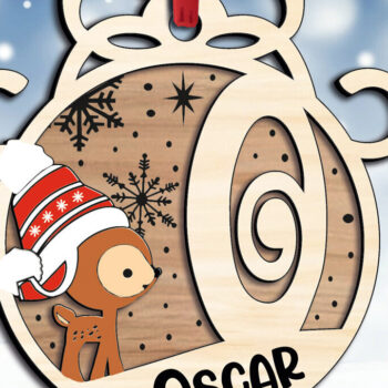 Intra απο ξύλο plywood 3mm-4mm πάχος - Ελάφια γιορτινή επιστολή O Χριστουγεννιάτικο στολίδι Δίασταση 6x6 cm INTRAFABR-109760467 - Image 2