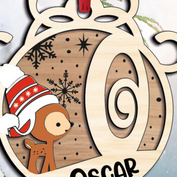 Intra απο ξύλο plywood 3mm-4mm πάχος - Ελάφια γιορτινή επιστολή O Χριστουγεννιάτικο στολίδι Δίασταση 6x6 cm INTRAFABR-109760467 - Image 3