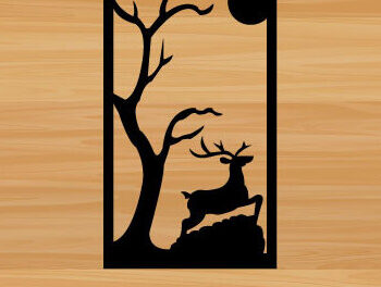 Intra απο ξύλο plywood 3mm-4mm πάχος - Τέχνη τοίχου με  κοπής με λέιζερ κυνήγι ελαφιού Δίασταση 40x50 cm INTRAFABR-67715923 - Image 1