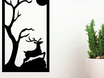 Intra απο ξύλο plywood 3mm-4mm πάχος - Τέχνη τοίχου με  κοπής με λέιζερ κυνήγι ελαφιού Δίασταση 40x50 cm INTRAFABR-67715923 - Image 2