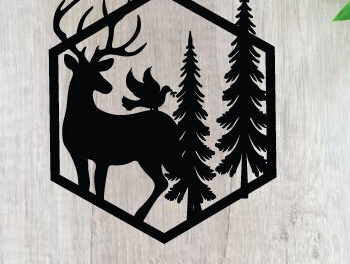 Intra απο ξύλο plywood 3mm-4mm πάχος - Κυνήγι ελαφιών Μεταλλικές επιγραφές Επιγραφές λέιζερ Δίασταση 40x50 cm INTRAFABR-91007902 - Image 1