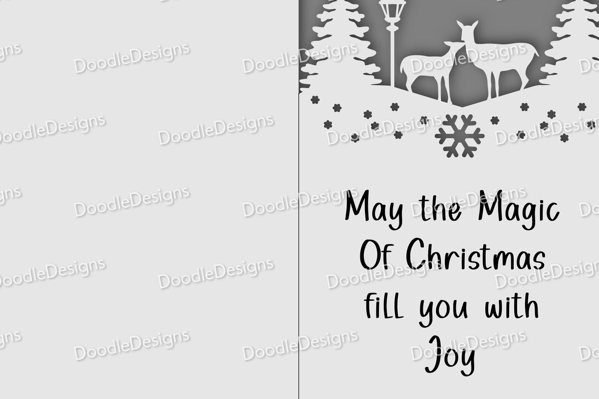 Intra απο ξύλο plywood 3mm-4mm πάχος - Χριστουγεννιάτικη κάρτα Deer in Forest Edge  Δίασταση 15x15 cm INTRAFABR-99675865