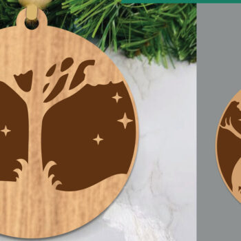 Intra απο ξύλο plywood 3mm-4mm πάχος - Στολίδι κοπής με λέιζερ ελάφια στο δάσος  1 Δίασταση 6x6 cm INTRAFABR-106020978 - Image 1