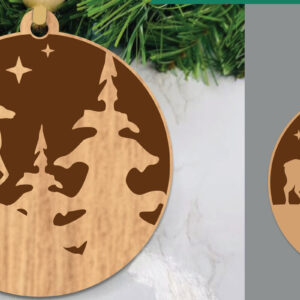 Intra απο ξύλο plywood 3mm-4mm πάχος - Στολίδι με λέιζερ ελάφια στο δάσος  4 Δίασταση 6x6 cm INTRAFABR-106021091