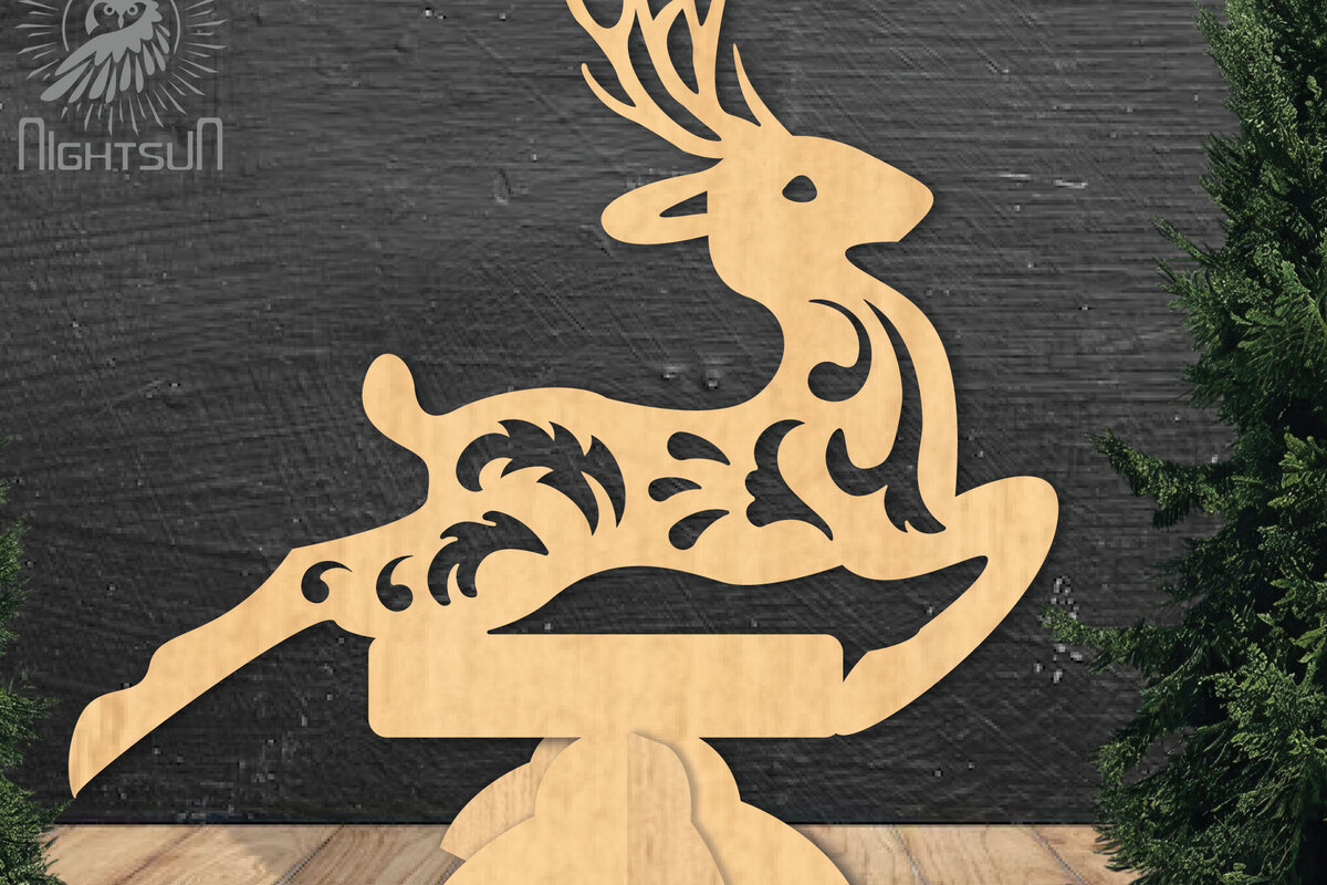 Intra απο ξύλο plywood 3mm-4mm πάχος - Deer Laser Cut Decor Home  1 Δίασταση 20x20 cm INTRAFABR-112342242