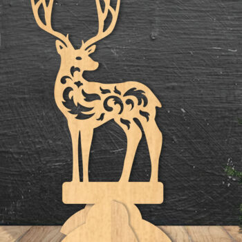Intra απο ξύλο plywood 3mm-4mm πάχος - Deer Laser Cut Decor Home  2 Δίασταση 20x20 cm INTRAFABR-112342282 - Image 1