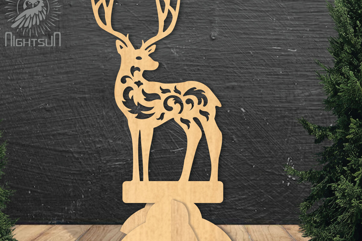 Intra απο ξύλο plywood 3mm-4mm πάχος - Deer Laser Cut Decor Home  2 Δίασταση 20x20 cm INTRAFABR-112342282