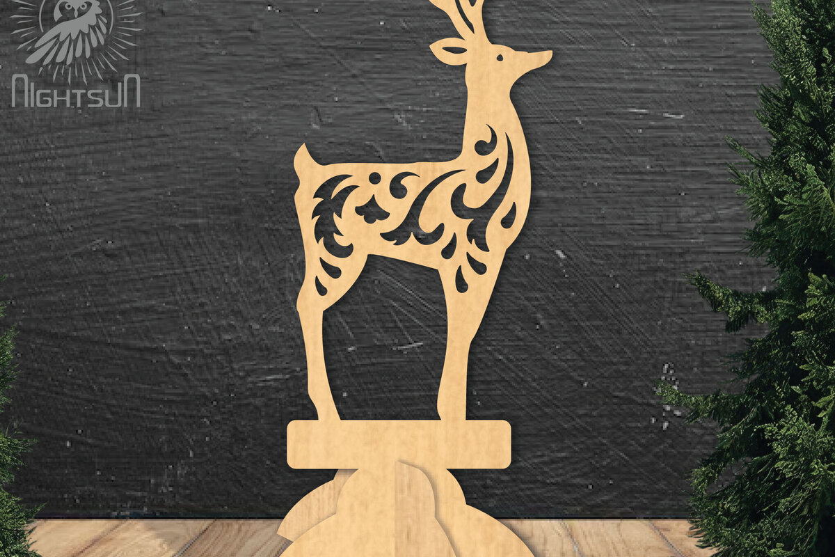 Intra απο ξύλο plywood 3mm-4mm πάχος - Deer Laser Cut Decor Home  5 Δίασταση 20x20 cm INTRAFABR-112342443