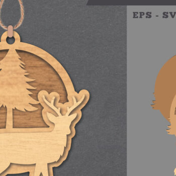 Intra απο ξύλο plywood 3mm-4mm πάχος - Στολίδι με λέιζερ ελάφια  Δίασταση 6x6 cm INTRAFABR-112011482 - Image 1