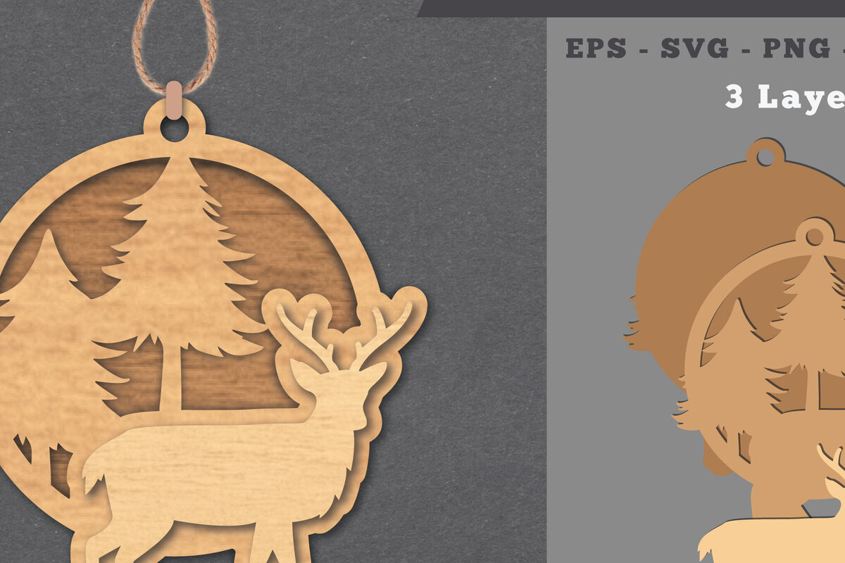 Intra απο ξύλο plywood 3mm-4mm πάχος - Στολίδι με λέιζερ ελάφια  Δίασταση 6x6 cm INTRAFABR-112011482