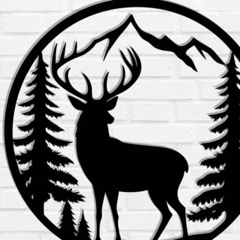 Intra απο ξύλο plywood 3mm-4mm πάχος - Deer Laser Cut Decor Wall , DXF Δίασταση 40x50 cm INTRAFABR-119823321 - Image 1