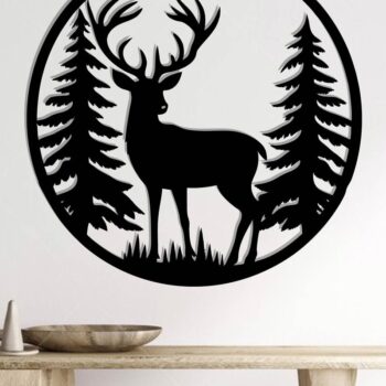 Intra απο ξύλο plywood 3mm-4mm πάχος - Deer Laser Cut Decor Wall , DXF Δίασταση 40x50 cm INTRAFABR-119823445 - Image 2