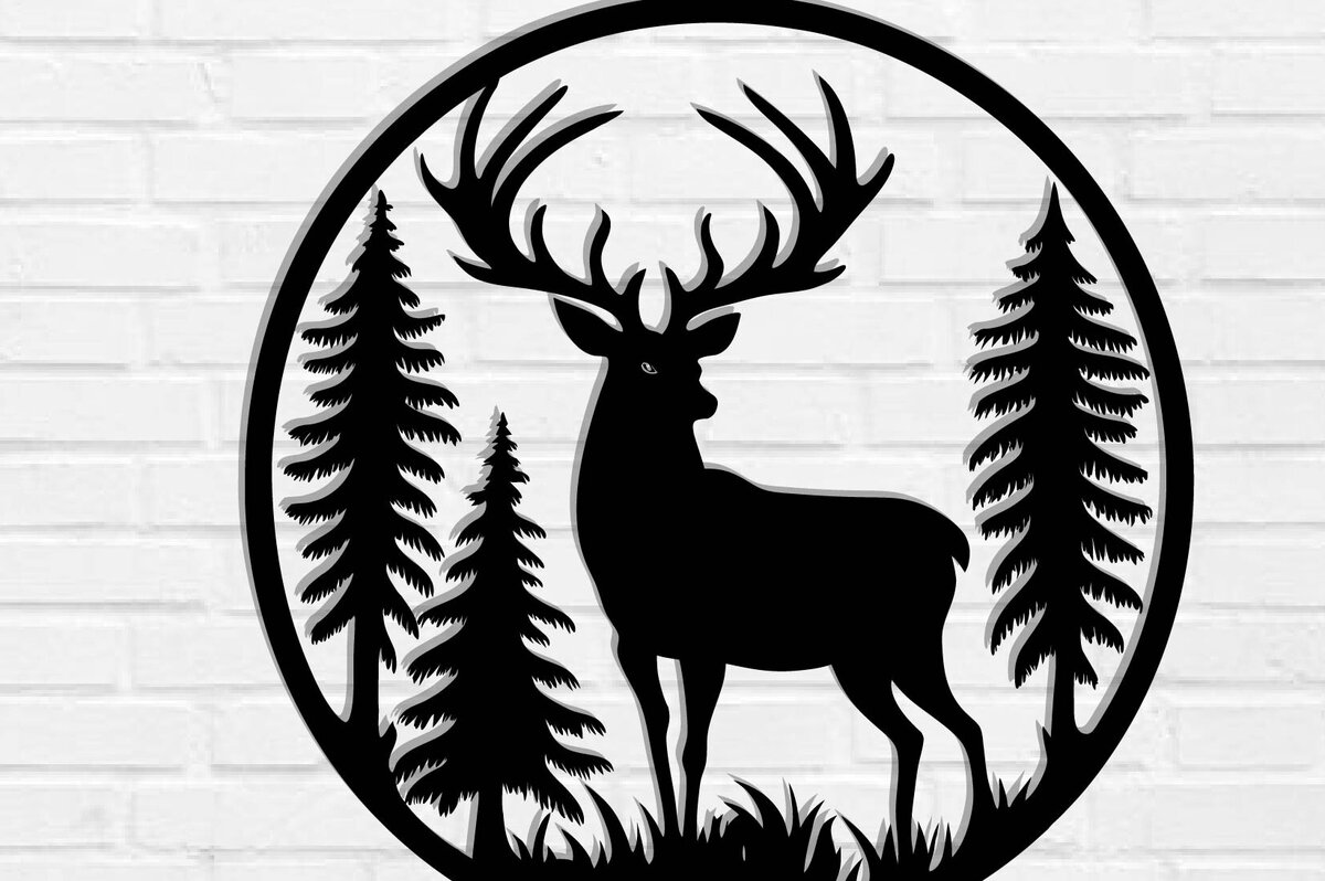 Intra απο ξύλο plywood 3mm-4mm πάχος - Deer Laser Cut Decor Wall , DXF Δίασταση 40x50 cm INTRAFABR-119796232