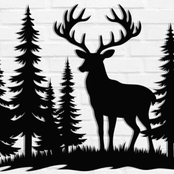 Intra απο ξύλο plywood 3mm-4mm πάχος - Deer Metal Sign Laser Cut , Αρχεία Dxf Δίασταση 3600x3600 cm INTRAFABR-110060890 - Image 1