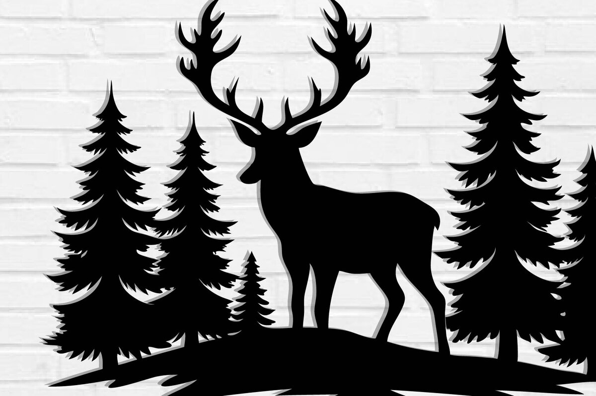 Intra απο ξύλο plywood 3mm-4mm πάχος - Deer Metal Sign Laser Cut , Αρχεία Dxf Δίασταση 3600x3600 cm INTRAFABR-110064212