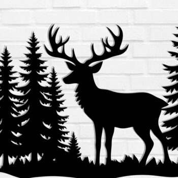 Intra απο ξύλο plywood 3mm-4mm πάχος - Deer Metal Sign Laser Cut , Αρχεία Dxf Δίασταση 3600x3600 cm INTRAFABR-110060218 - Image 1